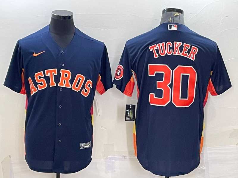 Men%27s Houston Astros #30 Kyle Tucker Navy Blue With Patch Stitched MLB Cool Base Nike Jersey->houston astros->MLB Jersey